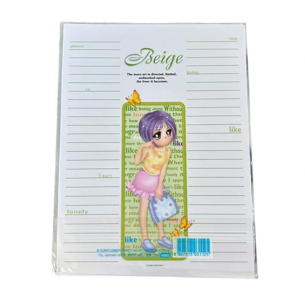 Vintage Y2K Sunflower Fancy Elegance Beige Letter Set Korean Stationary Kawaii
